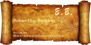 Boberity Bodony névjegykártya